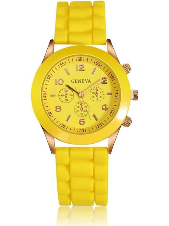 Accessories - Women's Yellow Analog Quartz Fashion Silicone Crosshair Unisex Jelly Wrist Watch